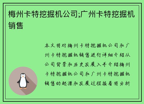 梅州卡特挖掘机公司;广州卡特挖掘机销售 梅州卡特挖掘机公司;广州卡特挖掘机销售